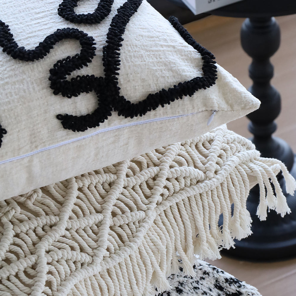 18"x 18" Square Throw Pillow Textured Chenille Boho 2 size of Insert options