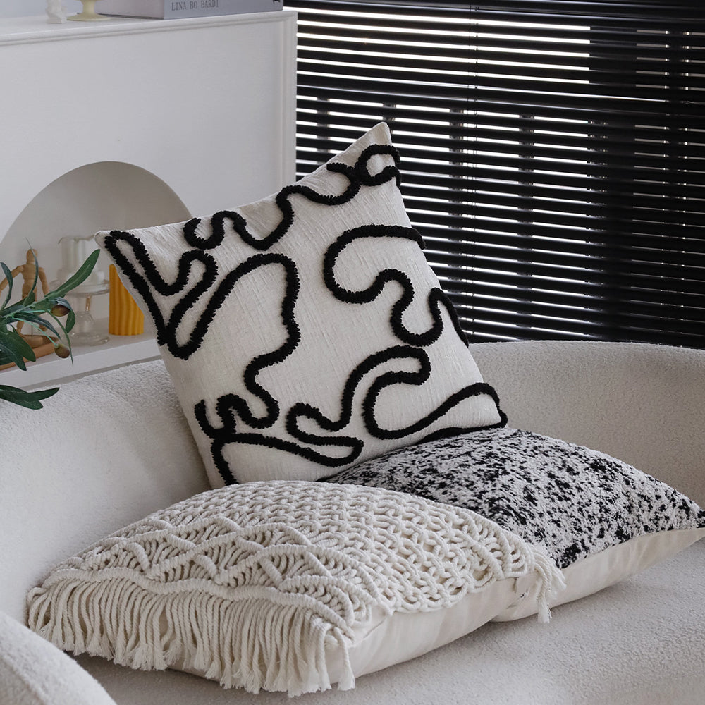 18"x 18" Square Throw Pillow Textured Chenille Boho 2 size of Insert options