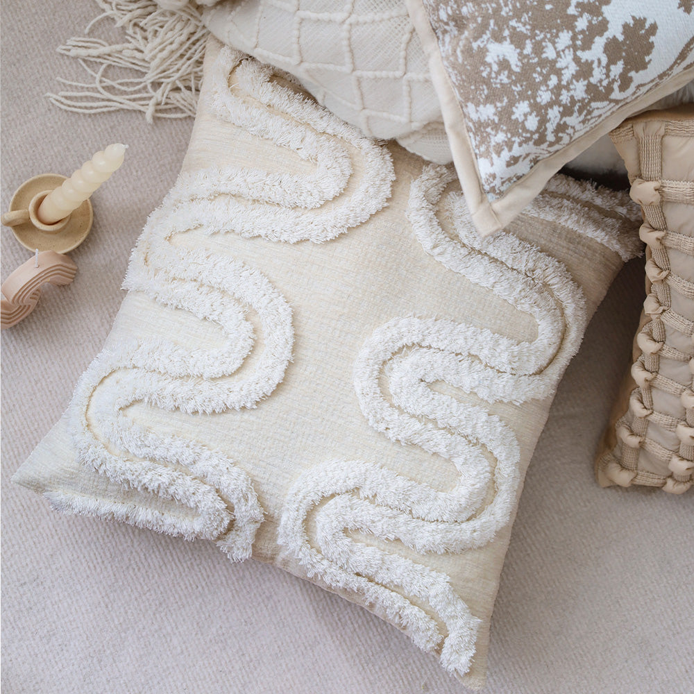 18"x 18" Square Throw Pillow Textured Chenille Boho 2 size of Insert options