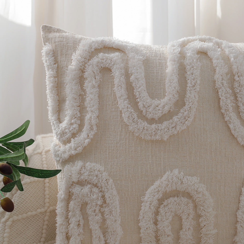 18"x 18" Square Throw Pillow Textured Chenille Boho 2 size of Insert options