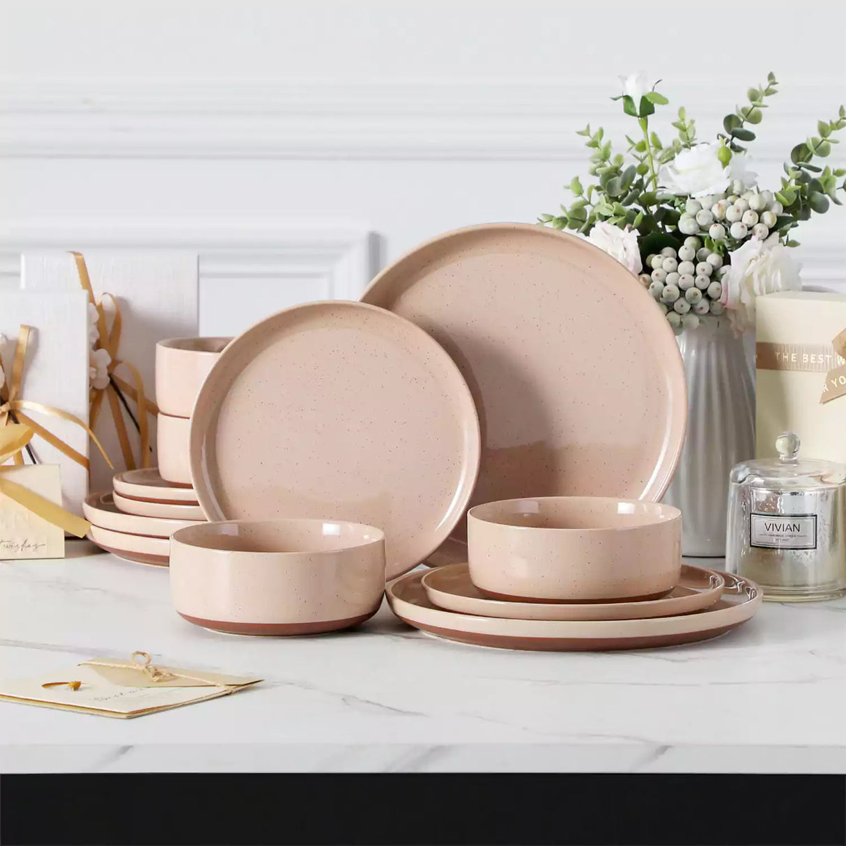 Tara Multicolor 12-Piece Stoneware Dinnerware Set