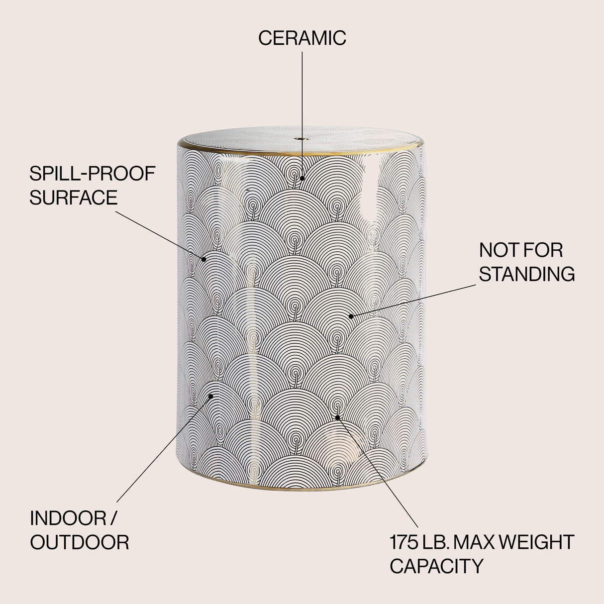 Fish modern ceramic garden stool