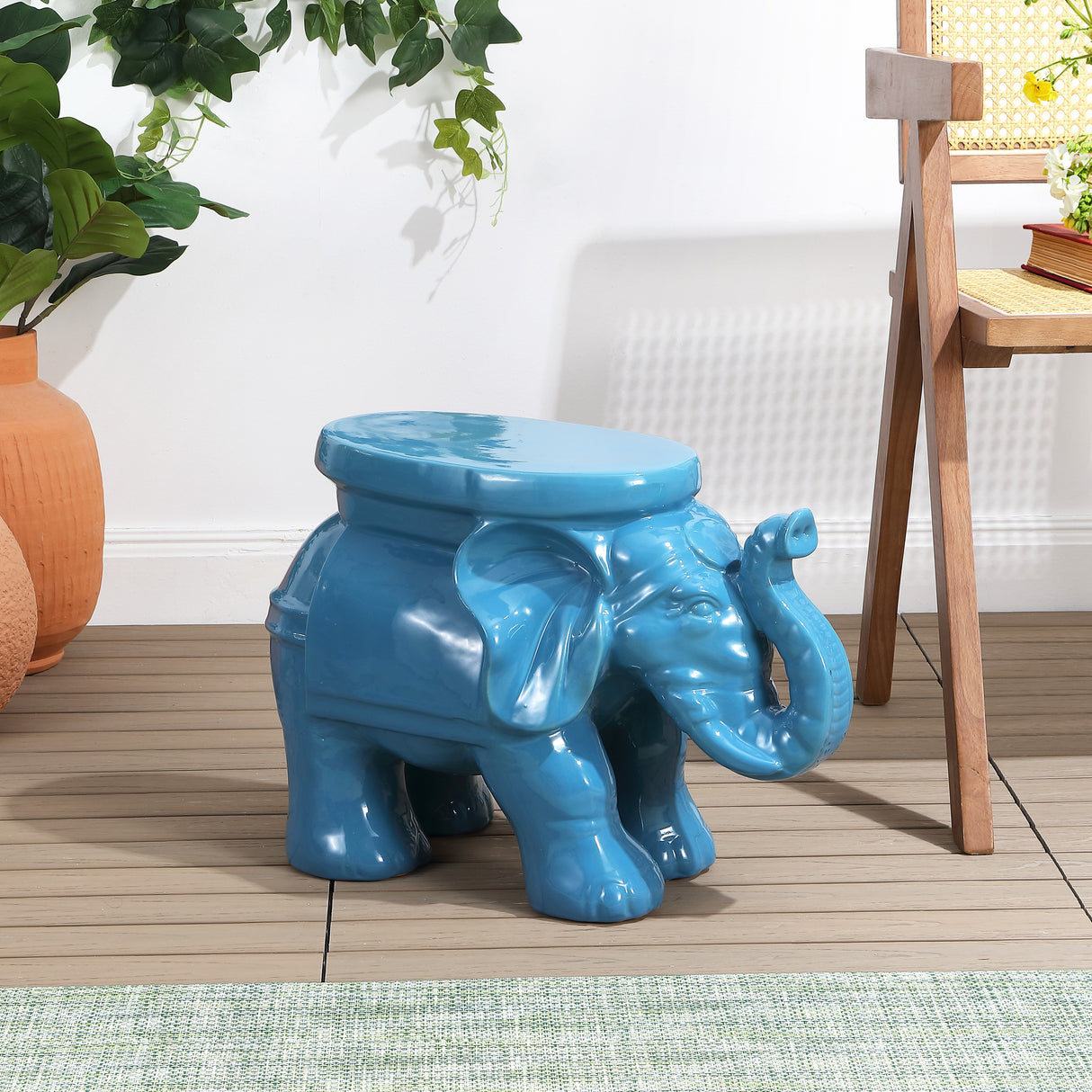 White ceramic garden stool