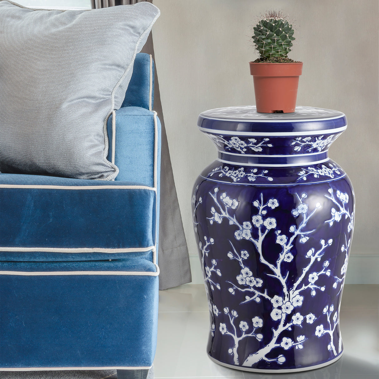 Cherry ceramic garden stool classic