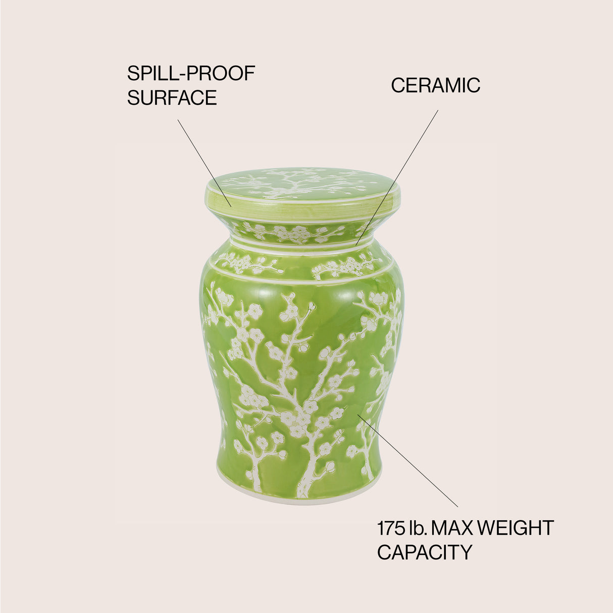 Cherry ceramic garden stool classic