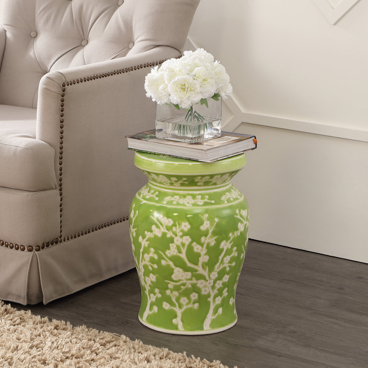 Cherry ceramic garden stool classic