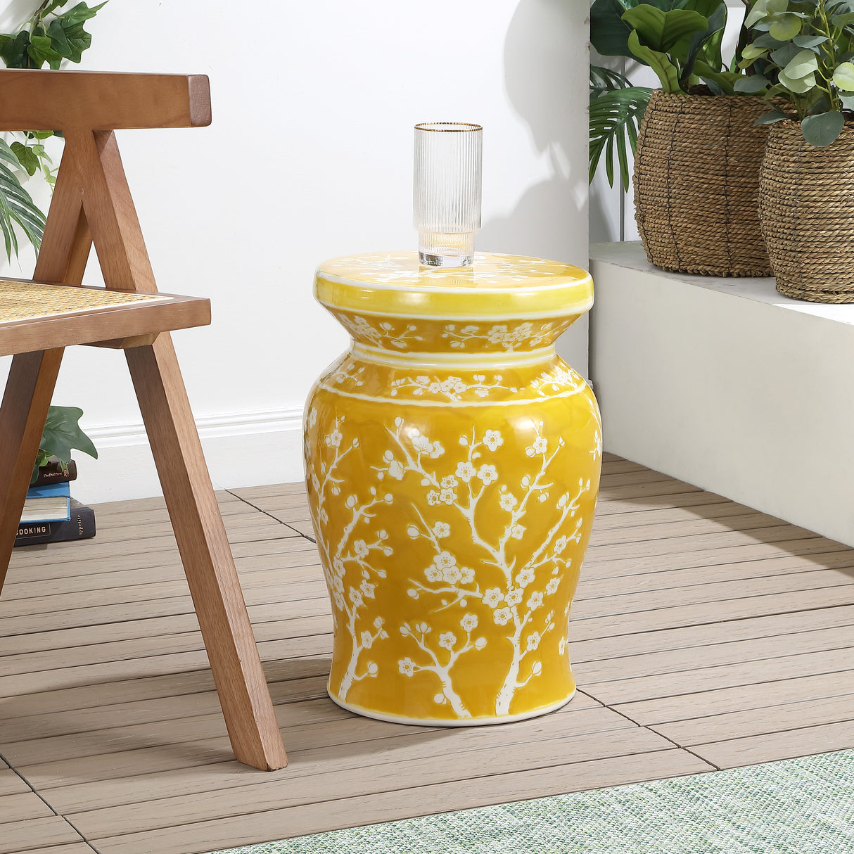 Cherry ceramic garden stool classic