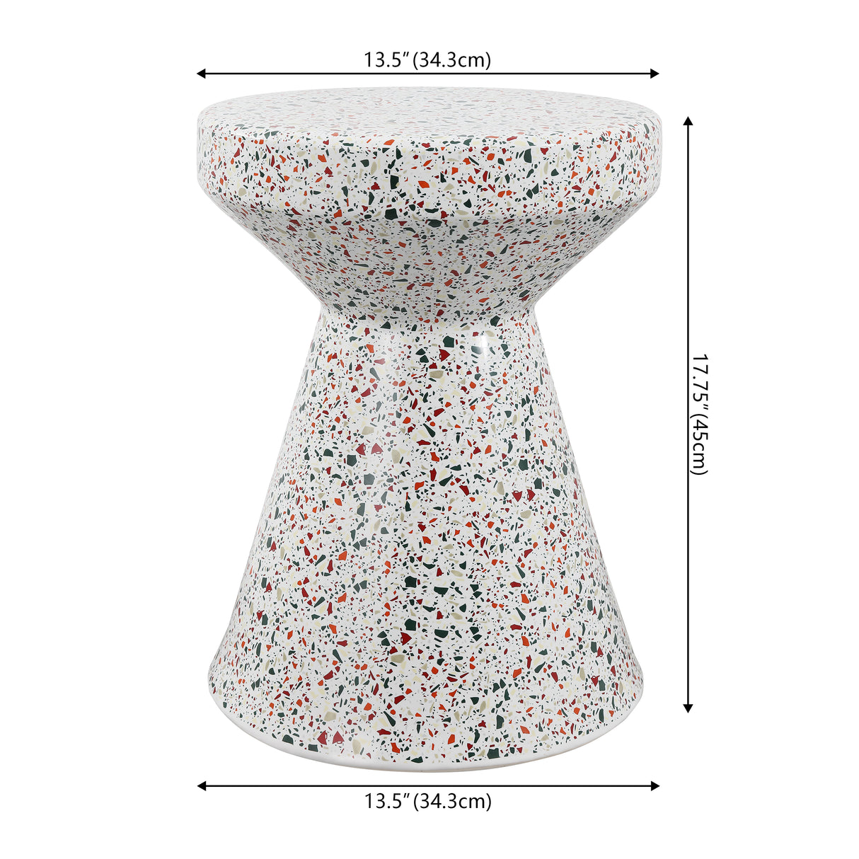 Xenia Modern Bohemian Terrazzo Indoor/Outdoor Drum Accent Table