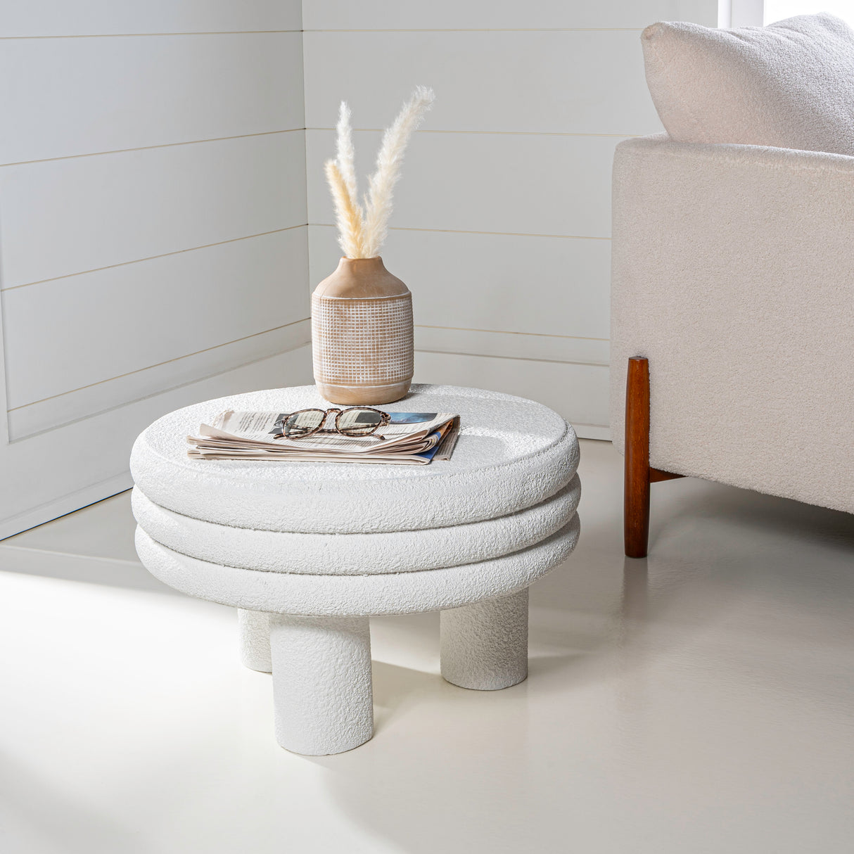 Rashida Contemporary Minimalist Curvy Low Indoor/Outdoor Accent Table