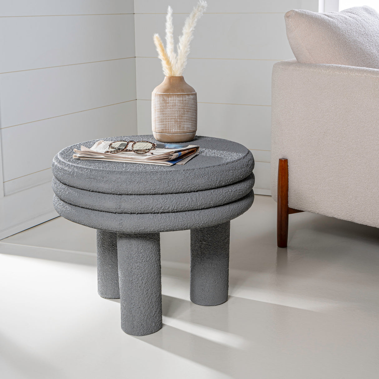 Rashida Contemporary Minimalist Curvy High Indoor/Outdoor Accent Table