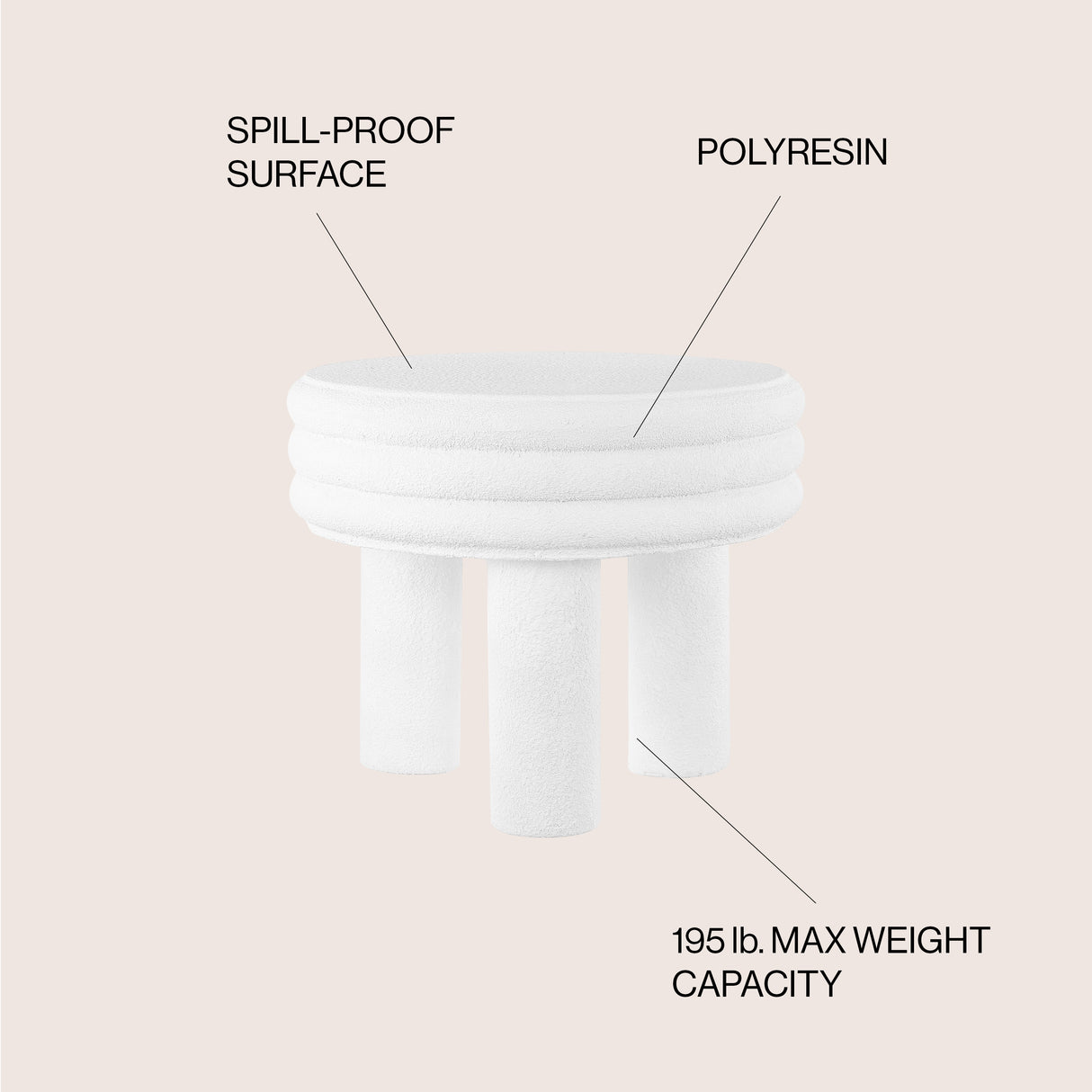 Rashida Contemporary Minimalist Curvy High Indoor/Outdoor Accent Table
