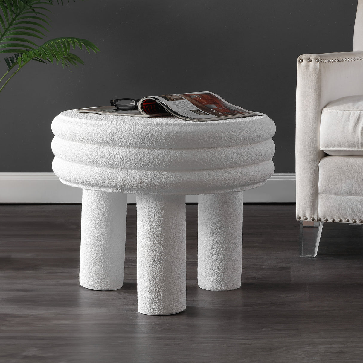 Rashida Contemporary Minimalist Curvy High Indoor/Outdoor Accent Table