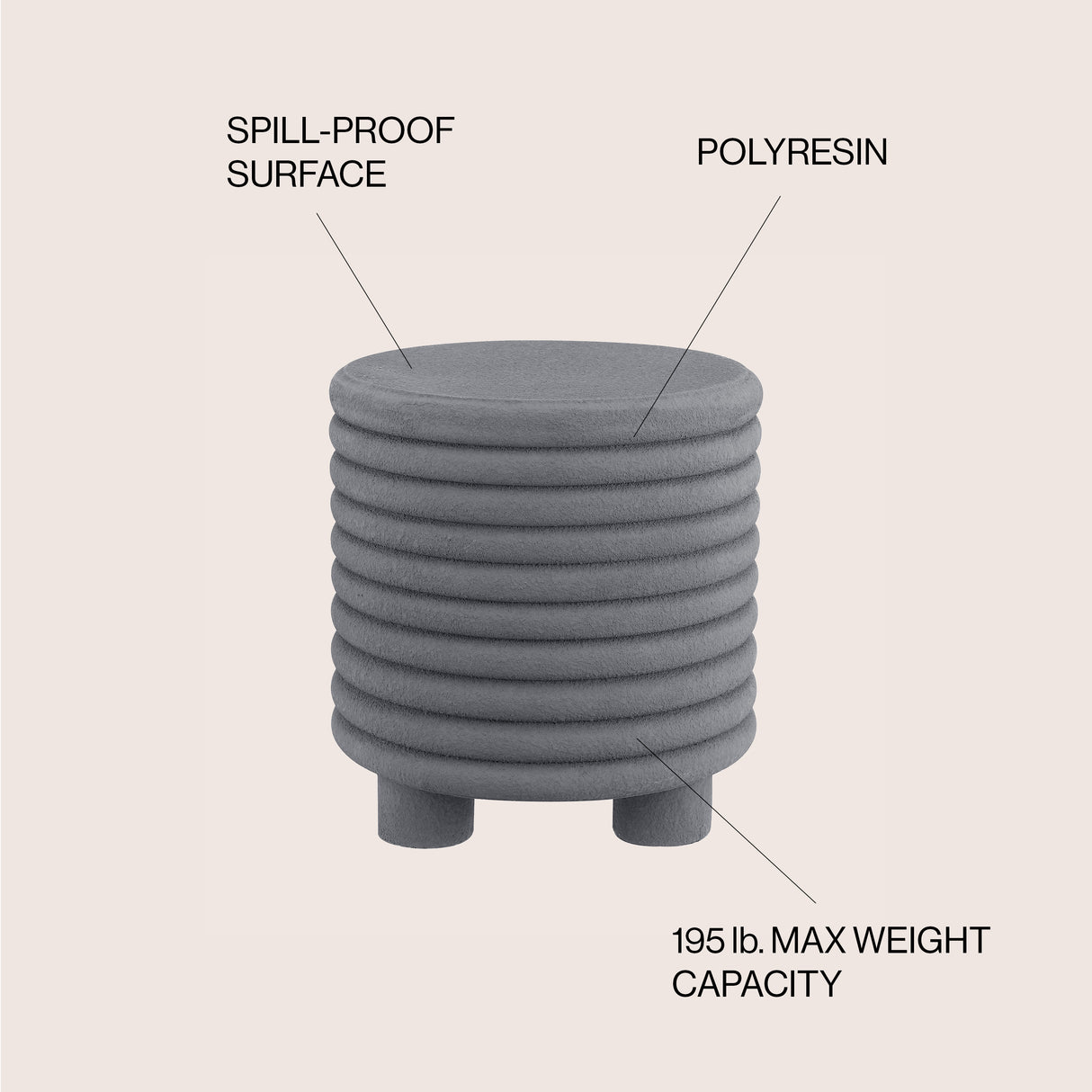 Evans minimalist modern 3-legged drum indoor/outdoor accent table