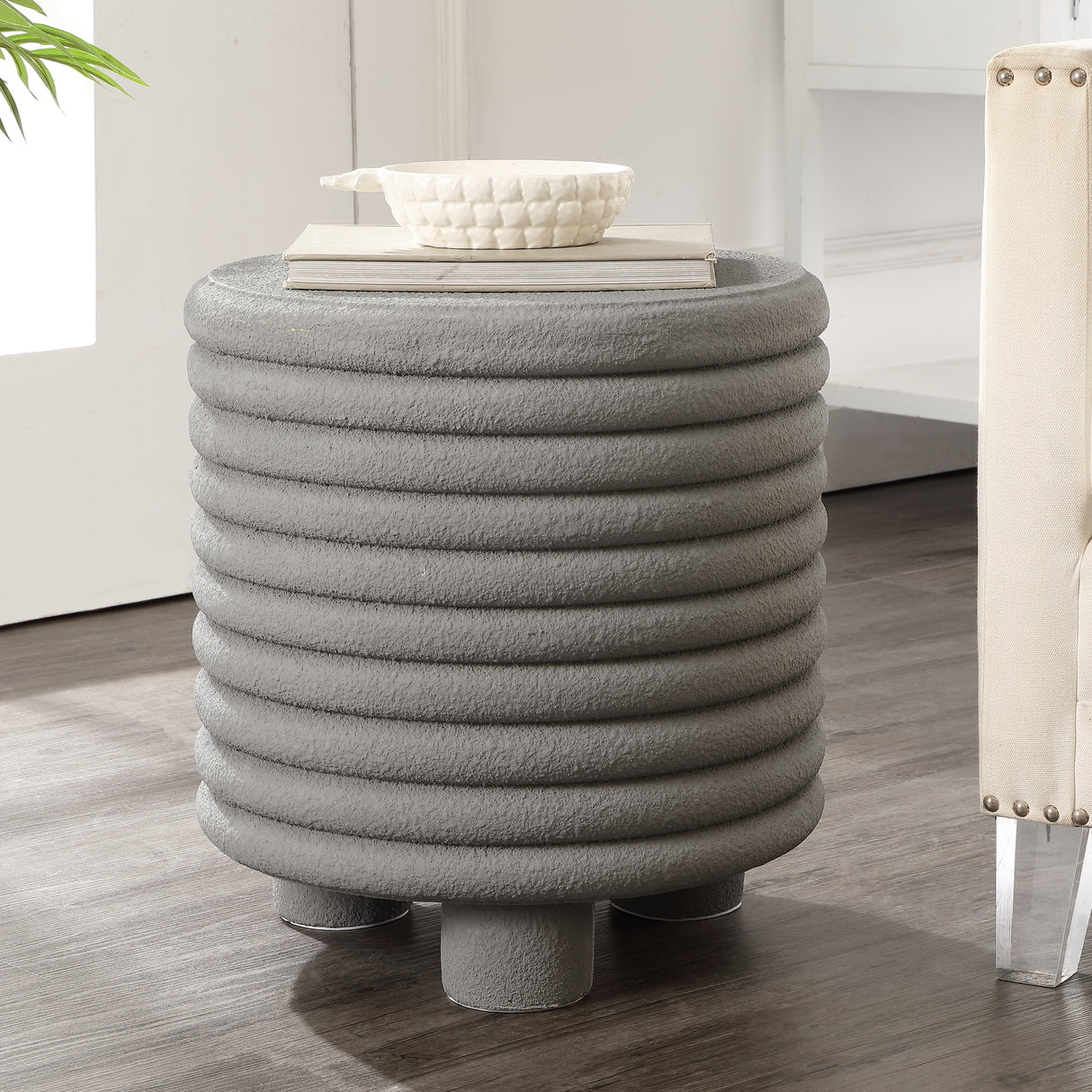 Evans minimalist modern 3-legged drum indoor/outdoor accent table