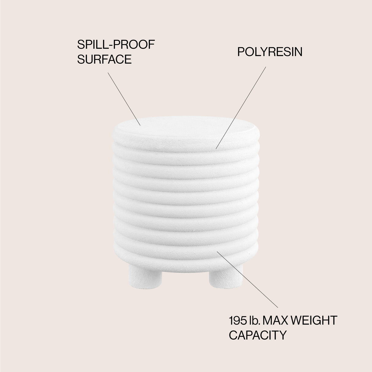 Evans minimalist modern 3-legged drum indoor/outdoor accent table