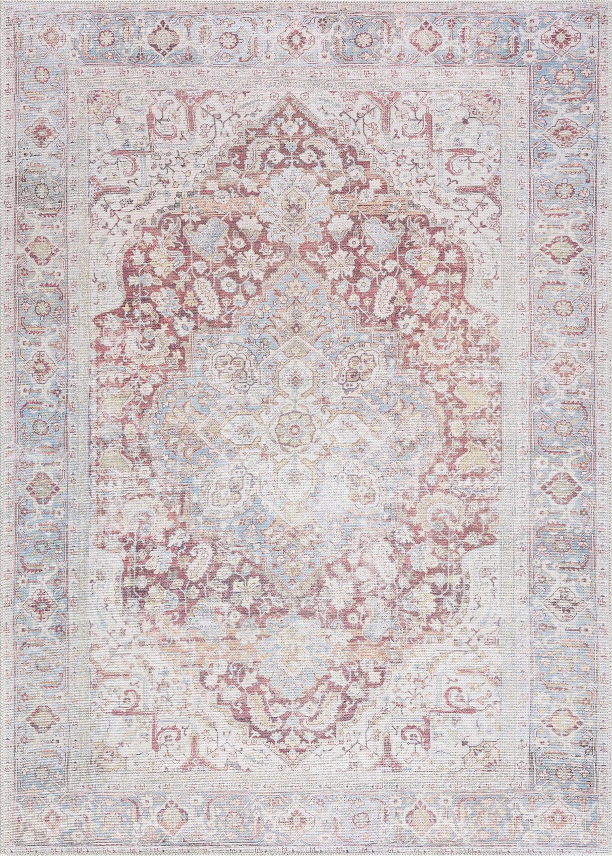 Cream Rust Leeston Washable Rug - Clearance