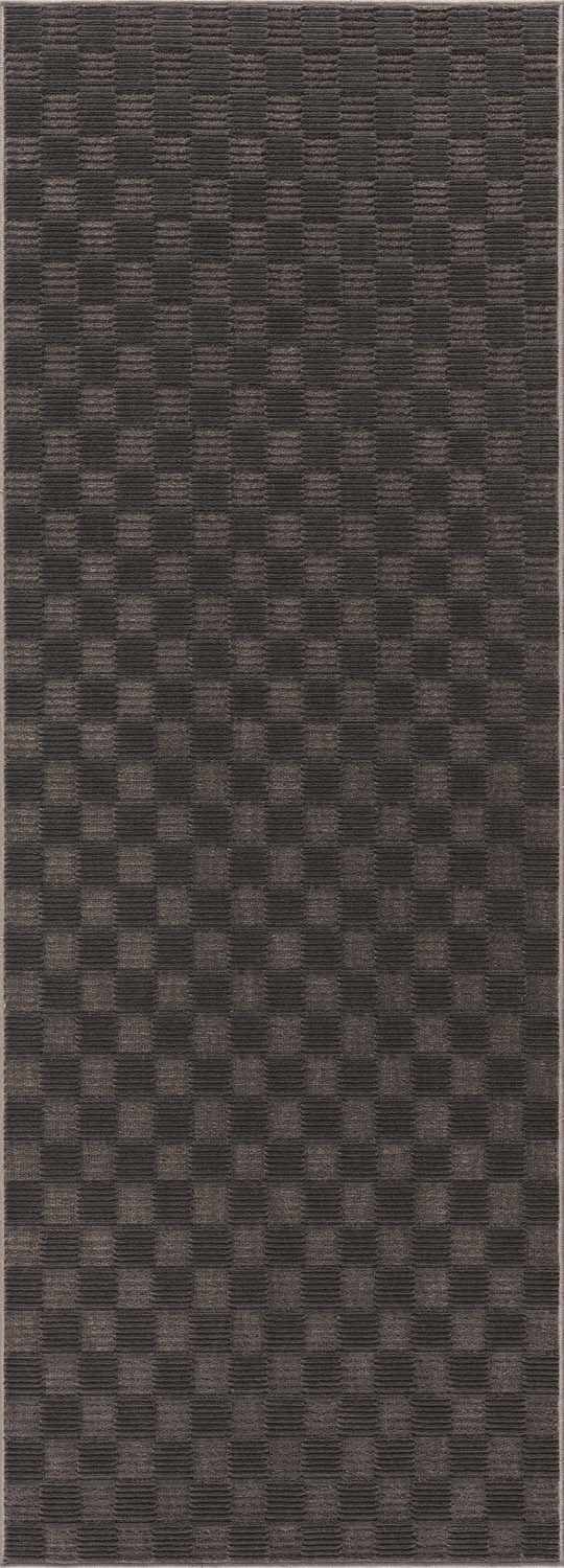 Truls 3D Checkered Washable Rug - Black