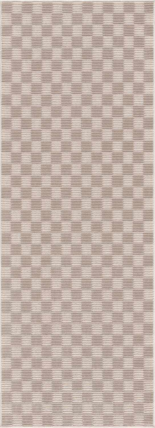 Truls 3D Checkered Washable Rug - Biscotti