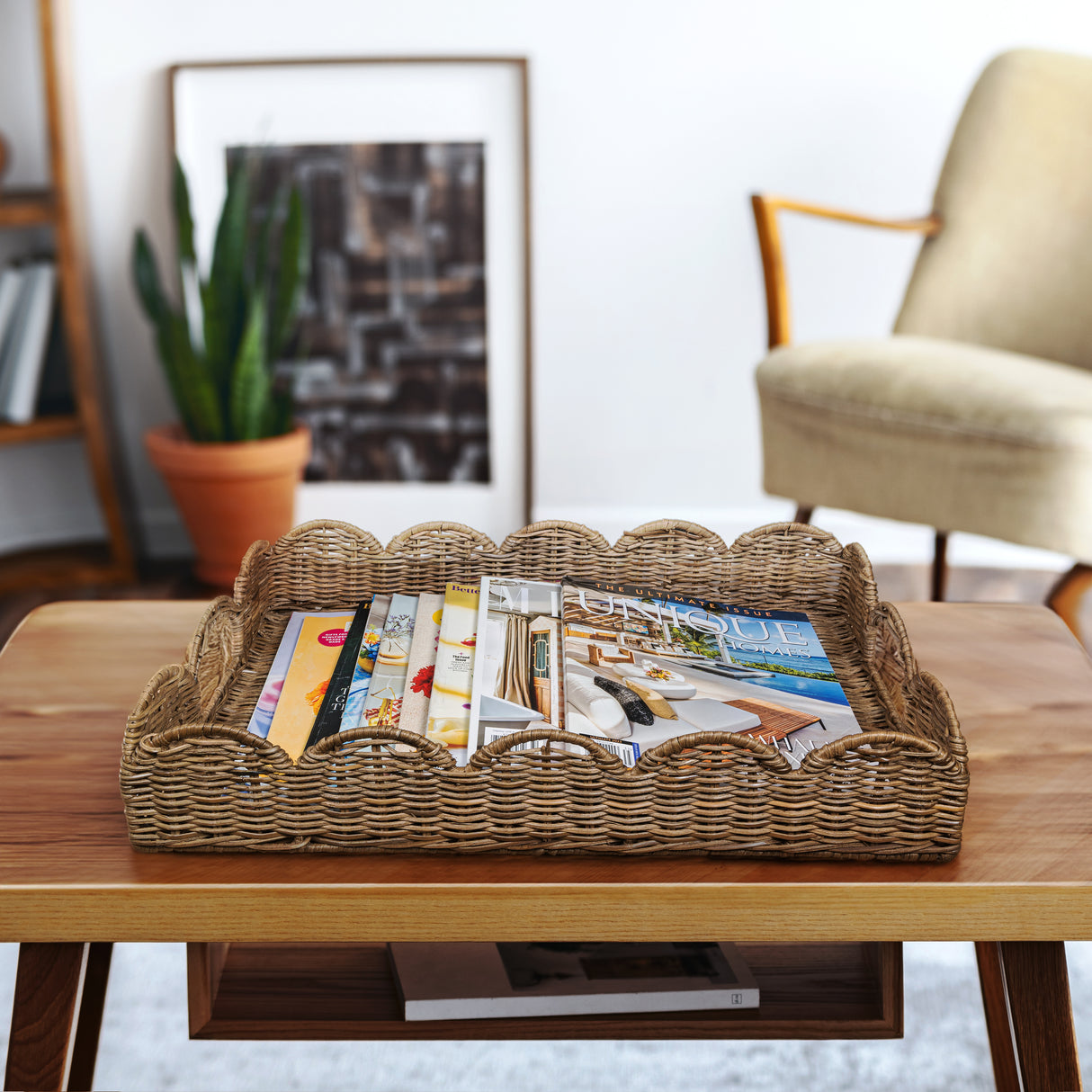 Scalloped-Southwestern-Cottage-Hand-Woven-Rattan-Tray-with-Handles-Boxes-&-Storage