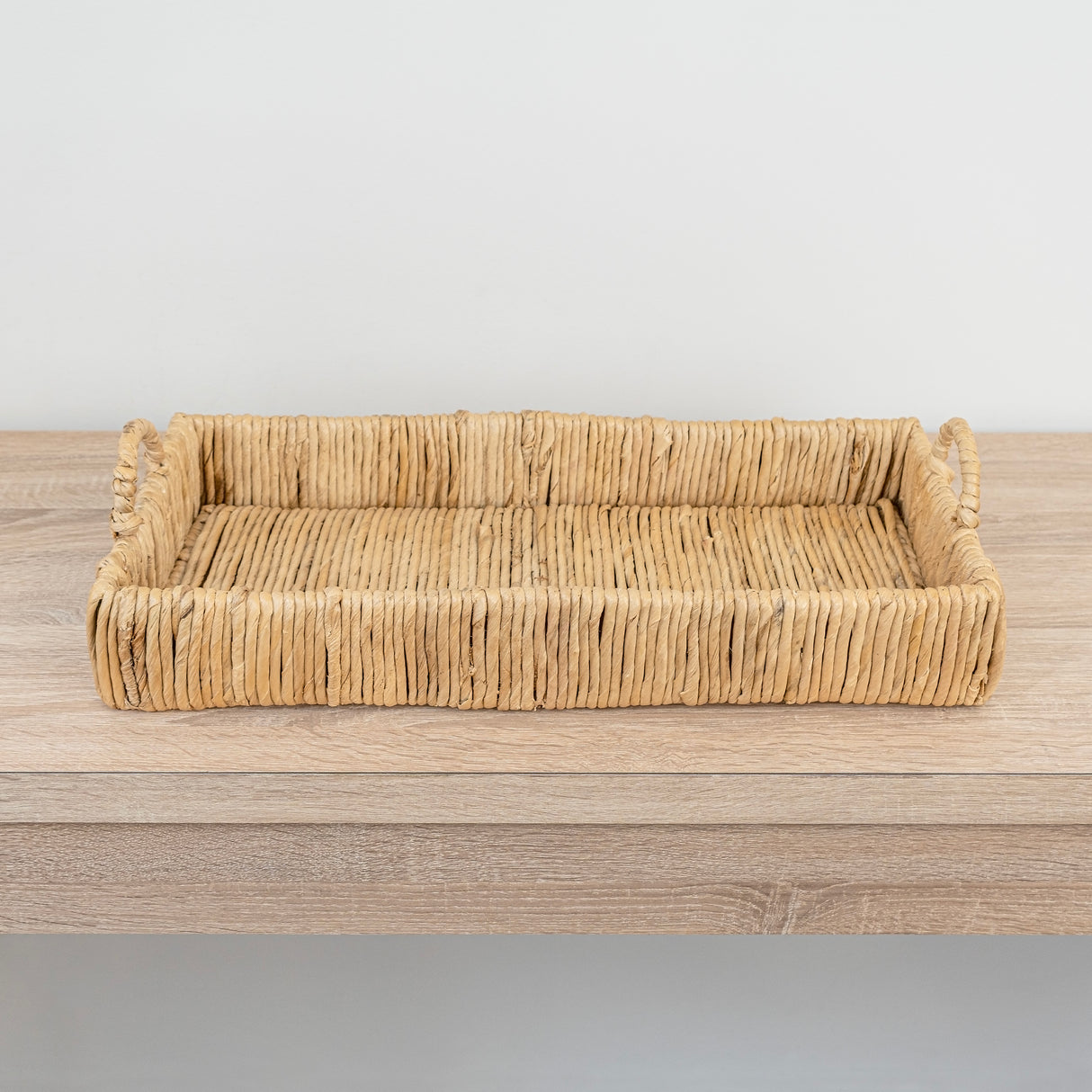 Anika Traditional Southwestern Hand-Woven Abaca Tray with Handles