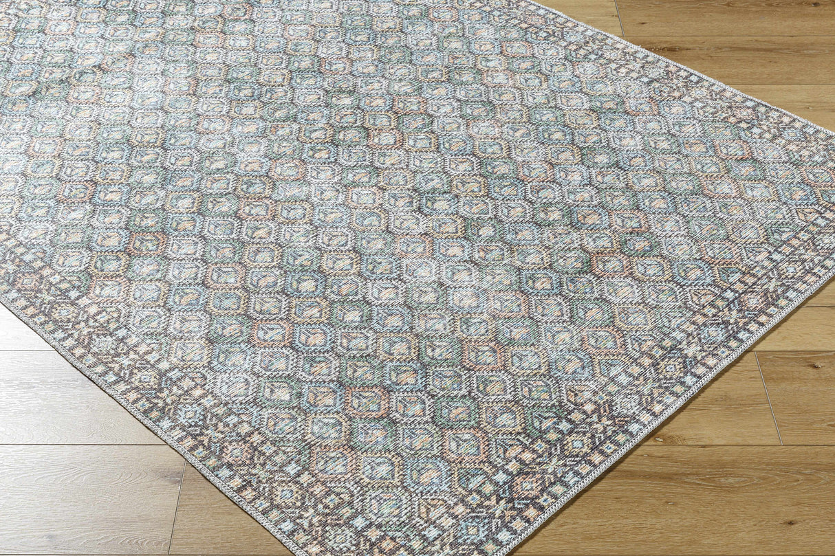 Telma Medium Green Washable Area Rug