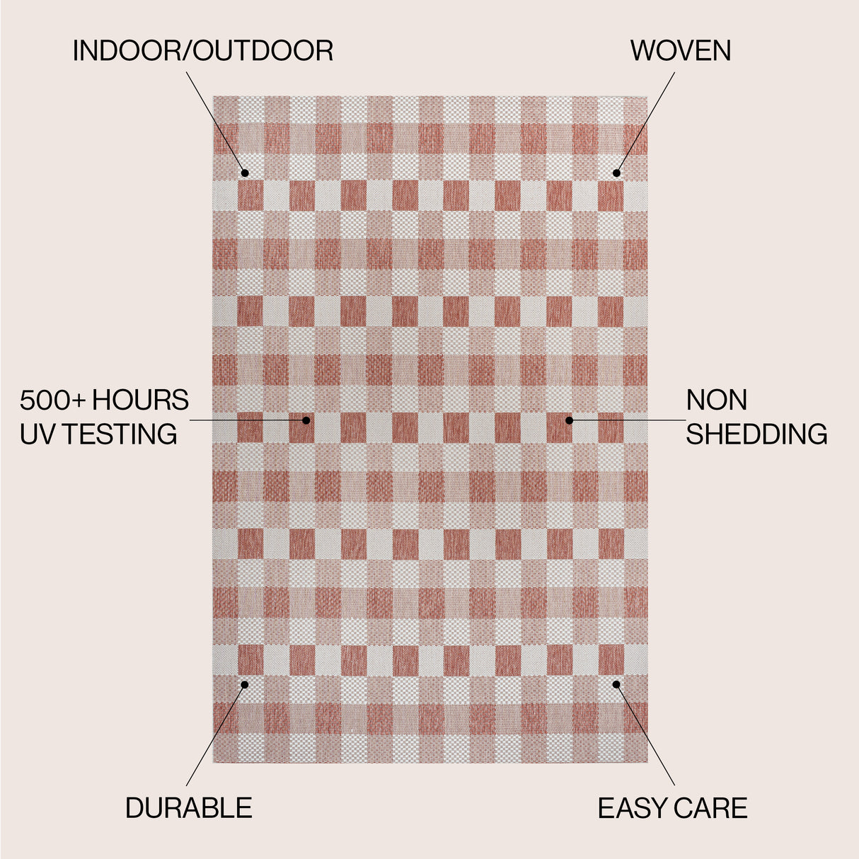 Darcy Traditional Geometric Simple Gingham Indoor/Outdoor Area Rug
