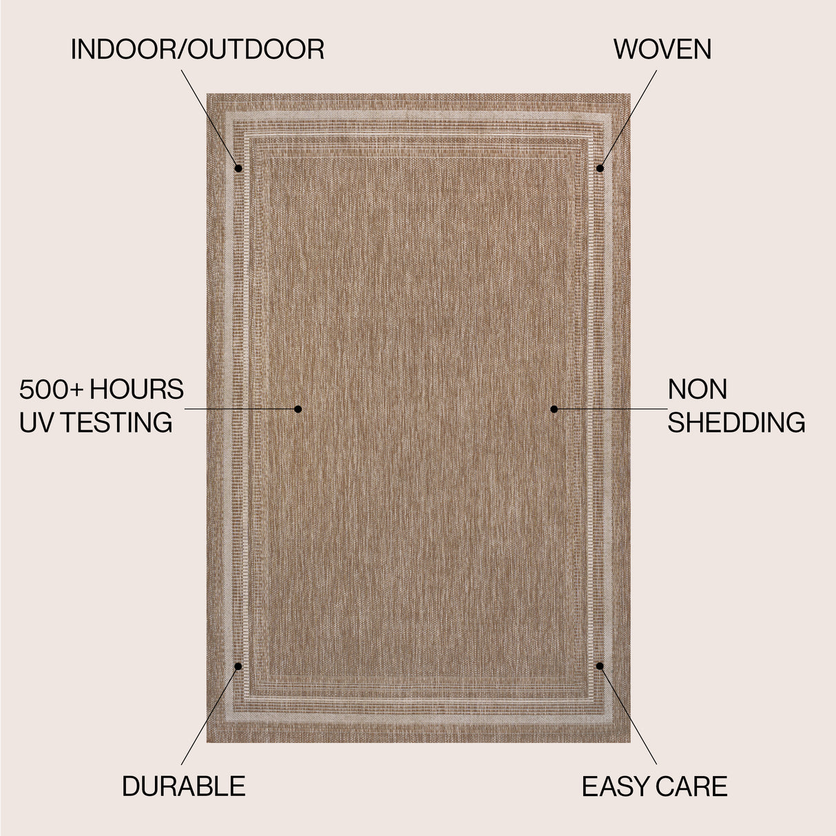 Lido Traditional Casual Pinstripe Border Indoor/Outdoor Area Rug