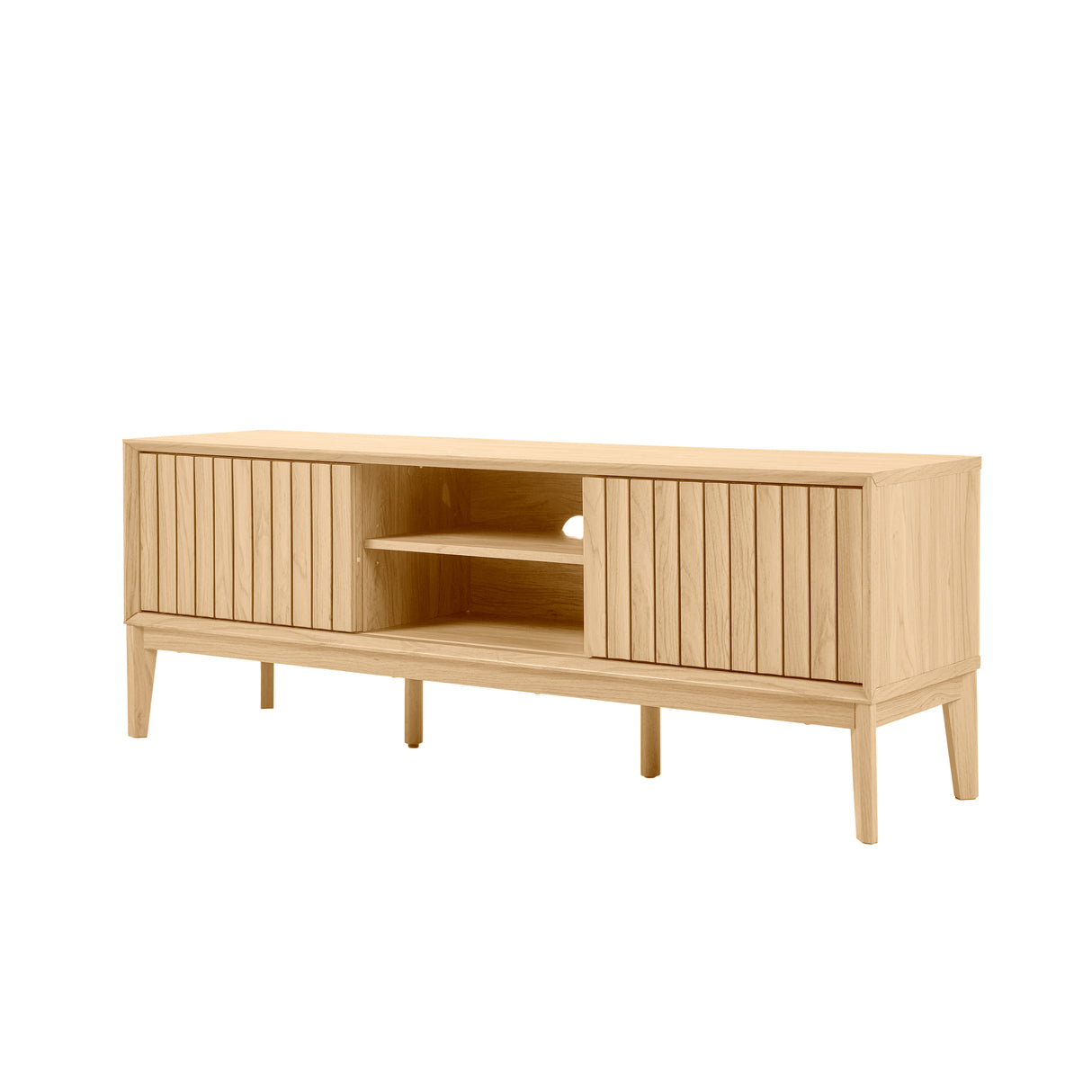 Gennaro Farmhouse 3-Storage Sliding Door TV Stand Fits TVs up to 65 in. with Cable Management