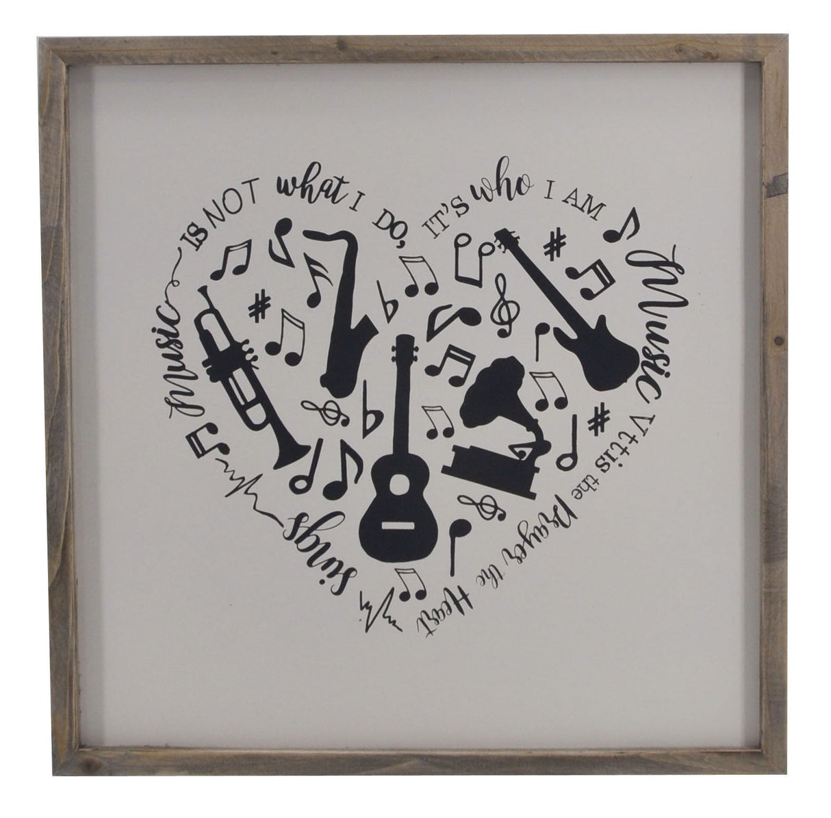 Square framed heart shape musical instruments wall decor