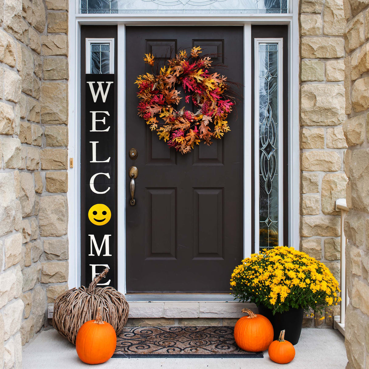 72in Black Welcome Sign,Rustic Tall Welcome Sign for Front Porch Decor, Modern Farmhouse Welcome Porch Sign Wood Vertical Décor