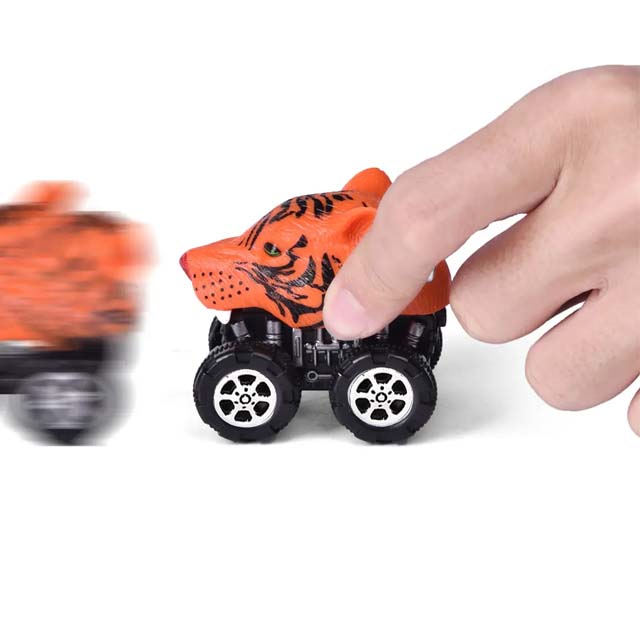 4-Pack Safari Animal Pull Back Trucks