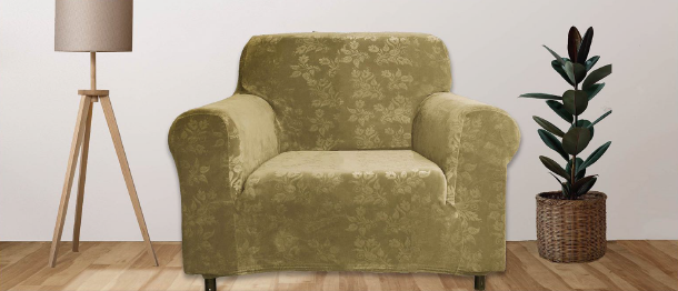 Floral Pattern Velvet Stretch Slipcover