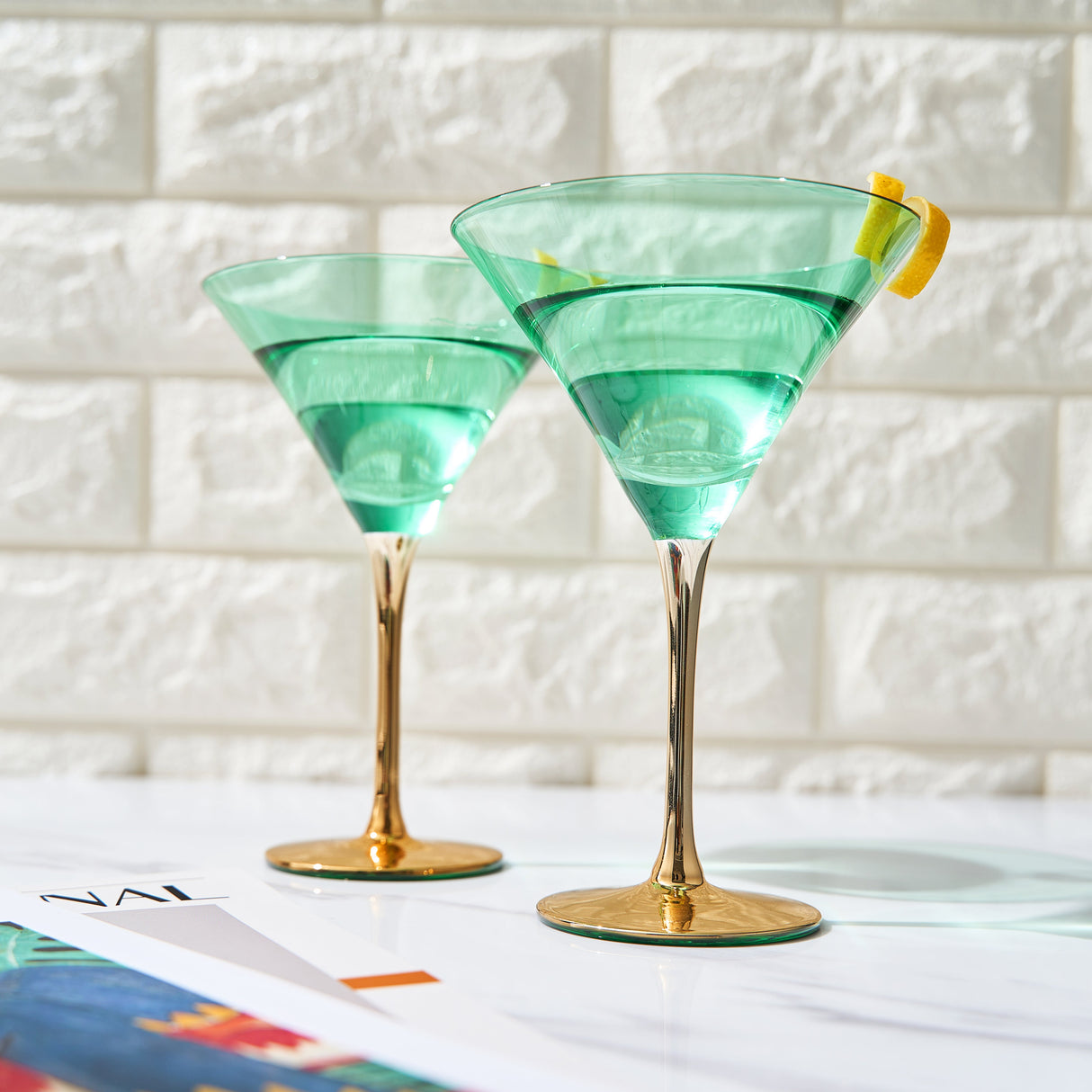 Deco Martini Cocktail Glassware, Set of 4