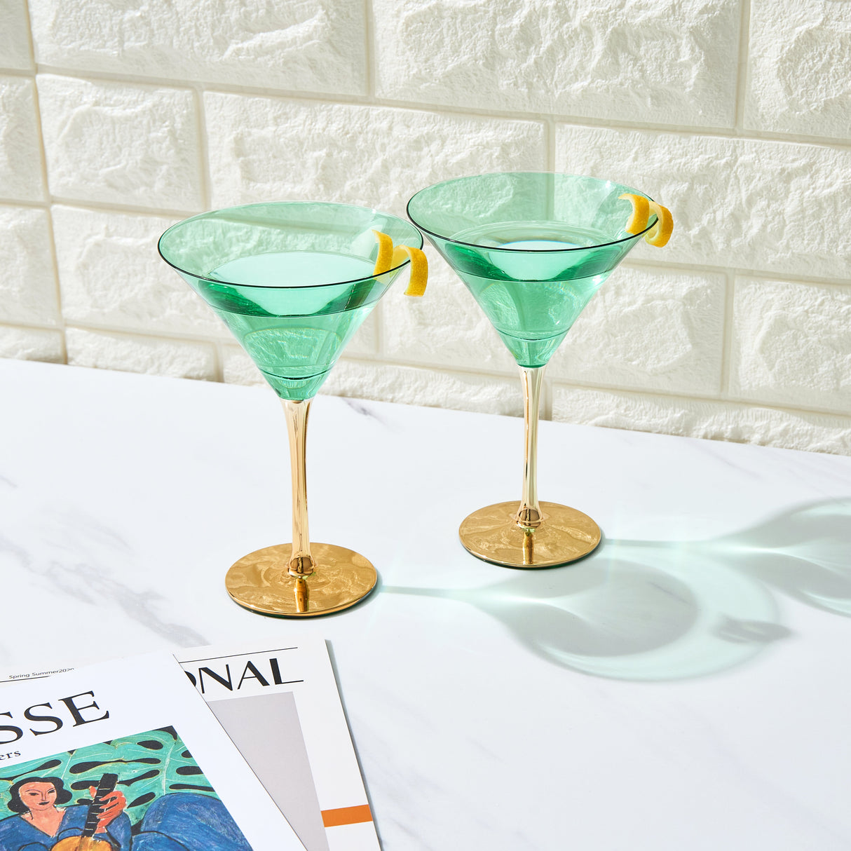 Deco Martini Cocktail Glassware, Set of 4