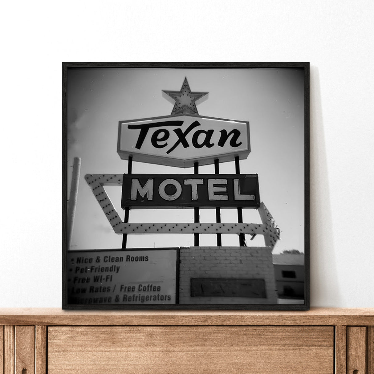 Texan Motel Sign Holga Photograph Print