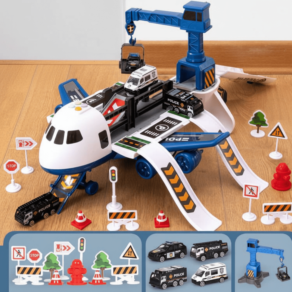 Kids Airplane Toy Play Set with Vehicles Airport Role Play Toys 3+