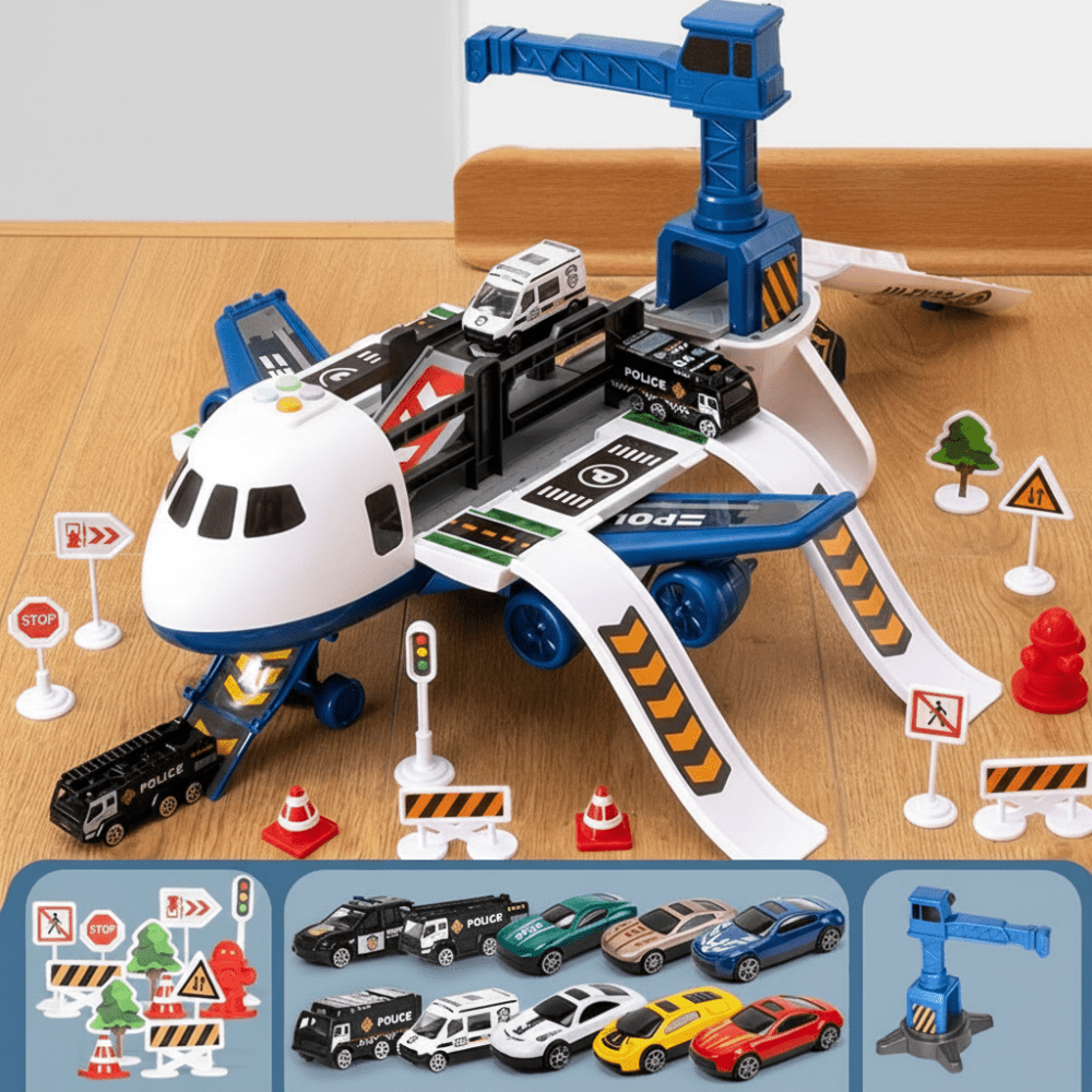 Kids Airplane Toy Play Set with Vehicles Airport Role Play Toys 3+