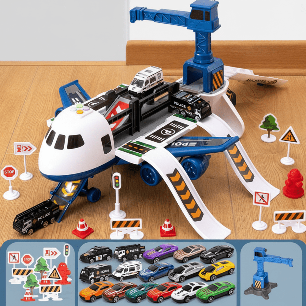 Kids Airplane Toy Play Set with Vehicles Airport Role Play Toys 3+