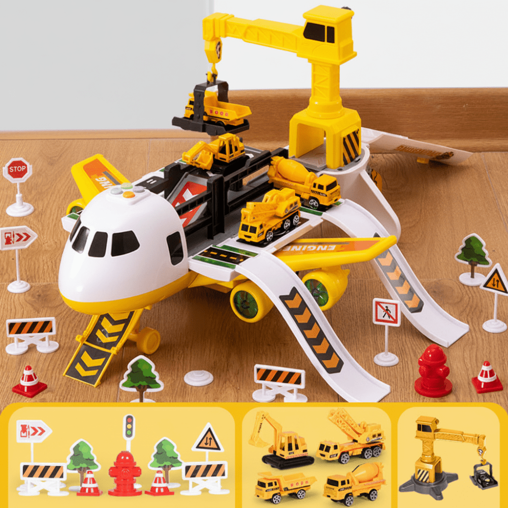 Kids Airplane Toy Play Set with Vehicles Airport Role Play Toys 3+