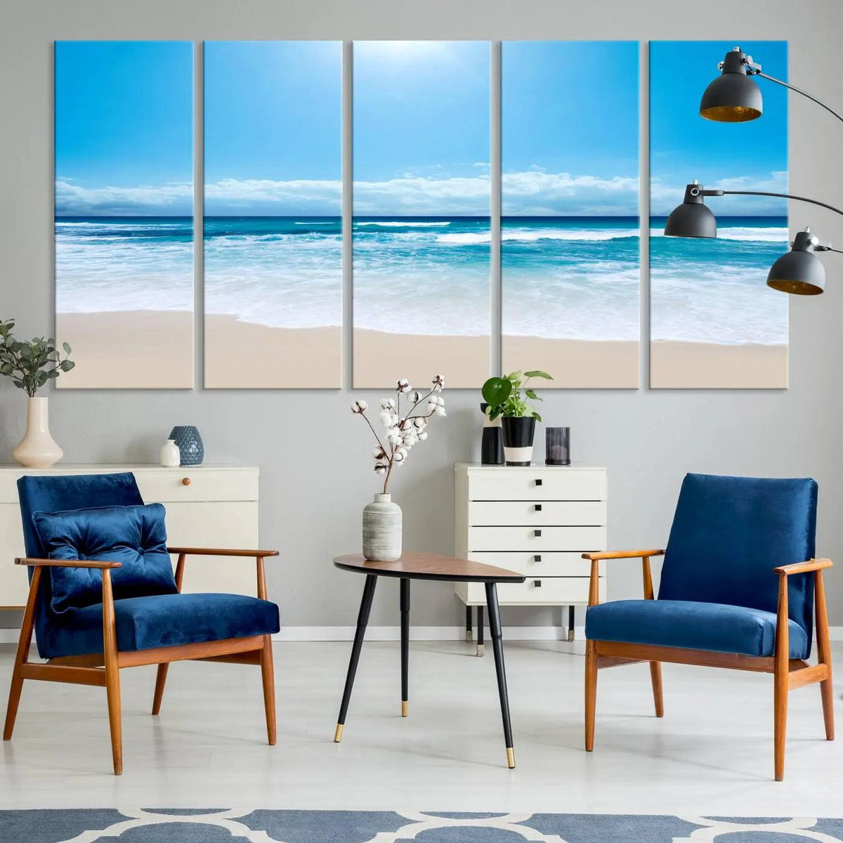 Tranquil Ocean Waves Canvas Wall Art Print – Bright Coastal