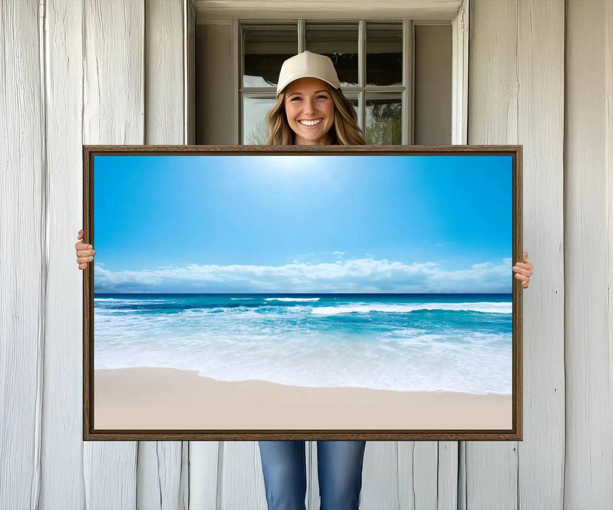 Tranquil Ocean Waves Canvas Wall Art Print – Bright Coastal