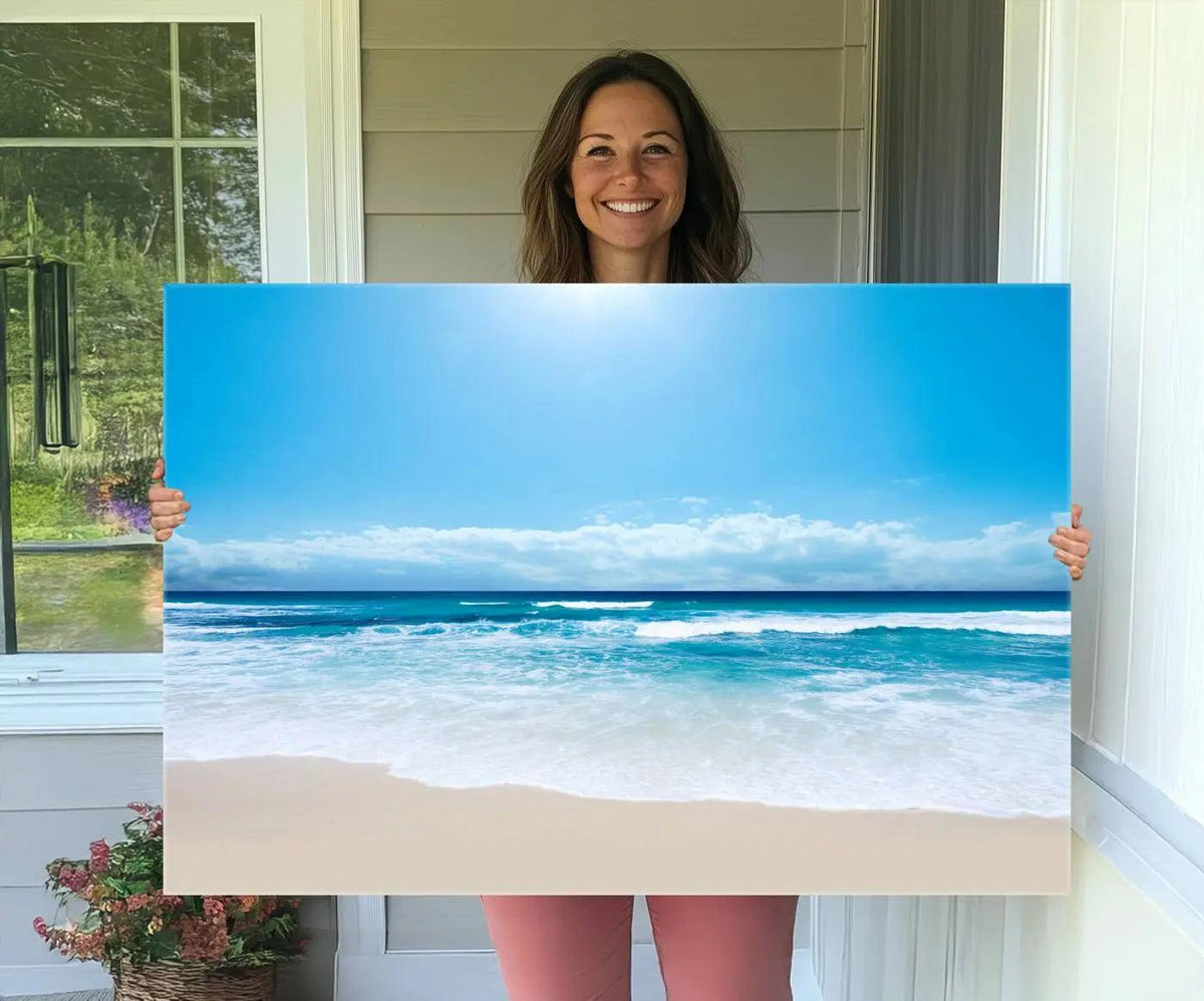 Tranquil Ocean Waves Canvas Wall Art Print – Bright Coastal