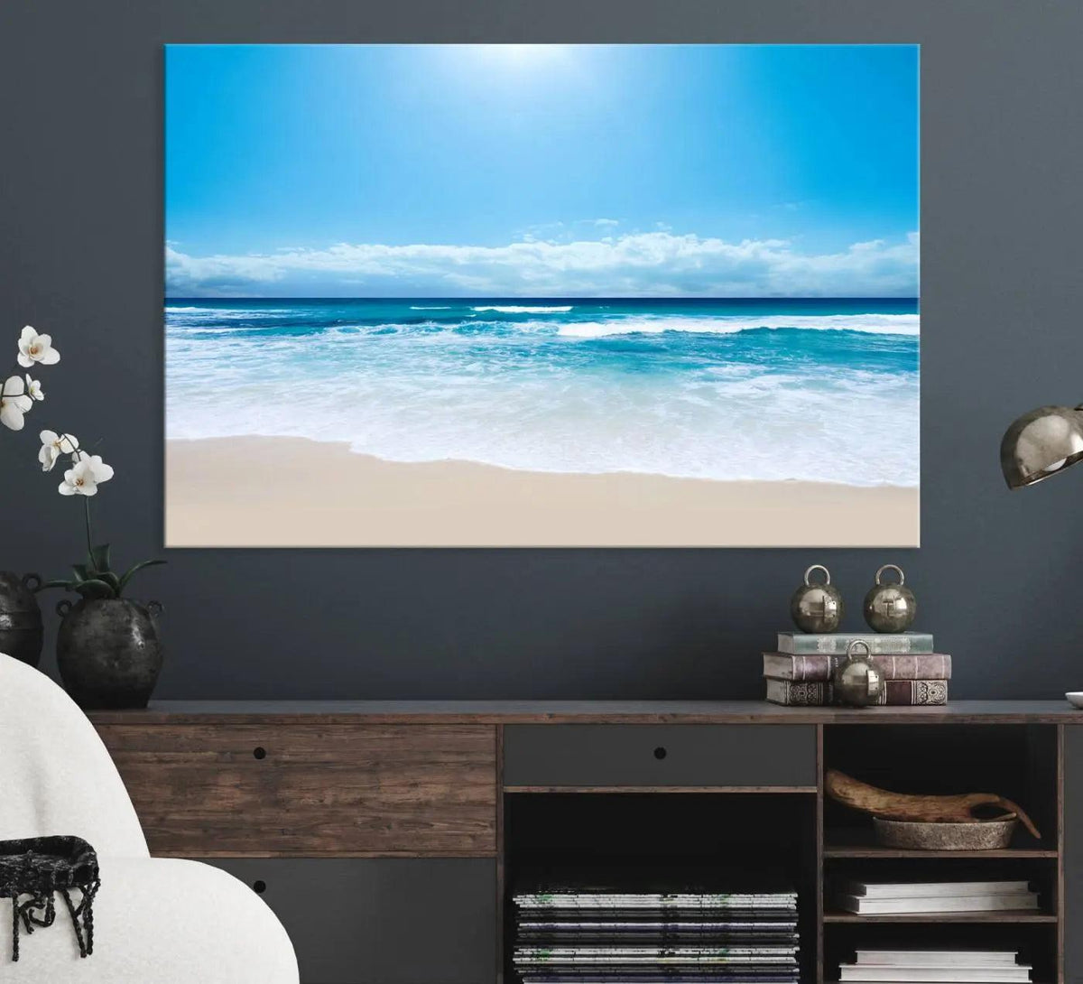 Tranquil Ocean Waves Canvas Wall Art Print – Bright Coastal