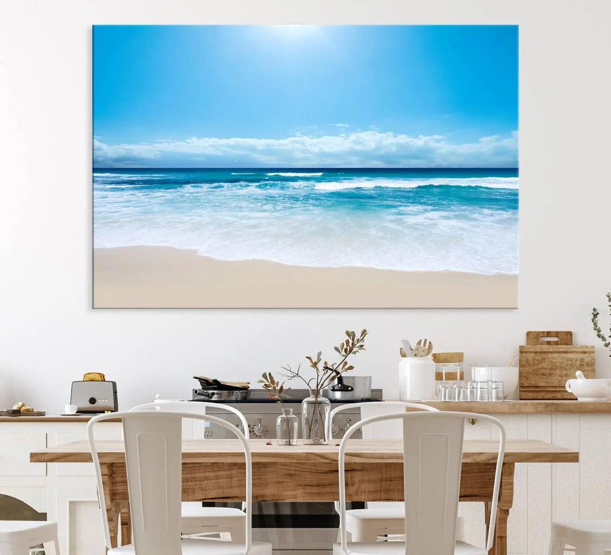 Tranquil Ocean Waves Canvas Wall Art Print – Bright Coastal