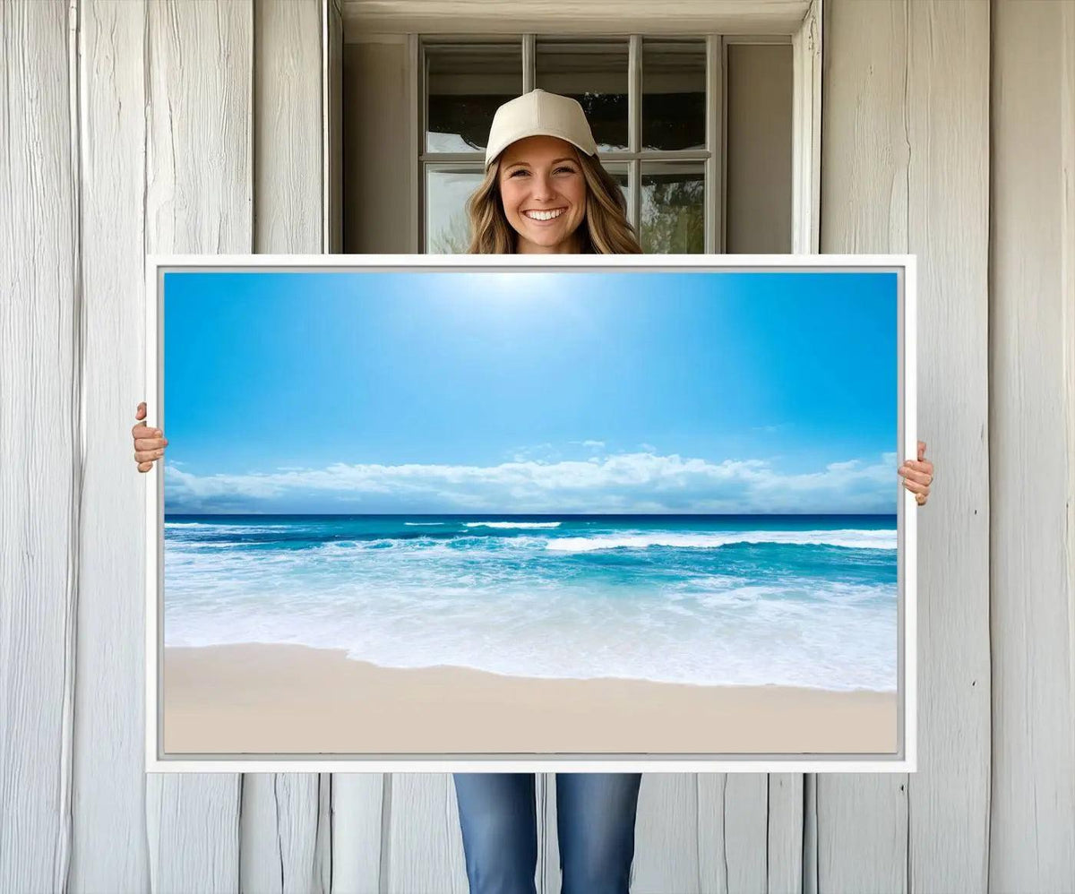 Tranquil Ocean Waves Canvas Wall Art Print – Bright Coastal