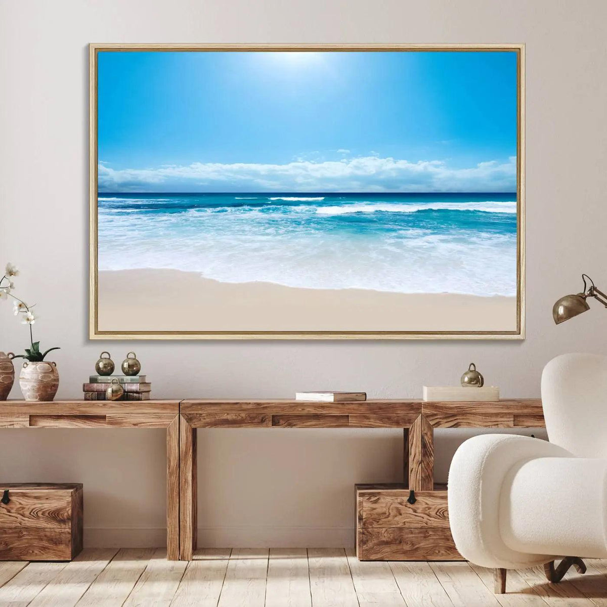 Tranquil Ocean Waves Canvas Wall Art Print – Bright Coastal