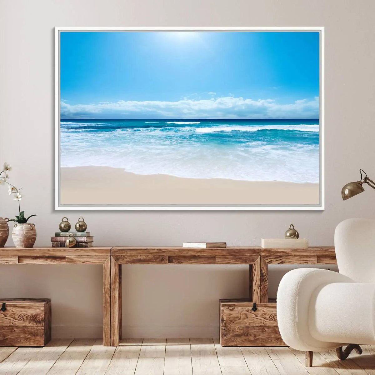Tranquil Ocean Waves Canvas Wall Art Print – Bright Coastal