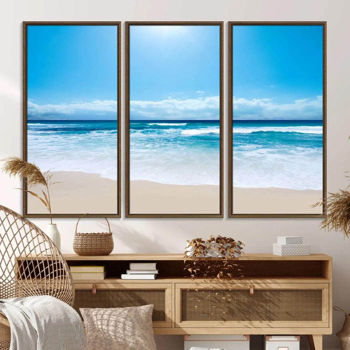 Tranquil Ocean Waves Canvas Wall Art Print – Bright Coastal