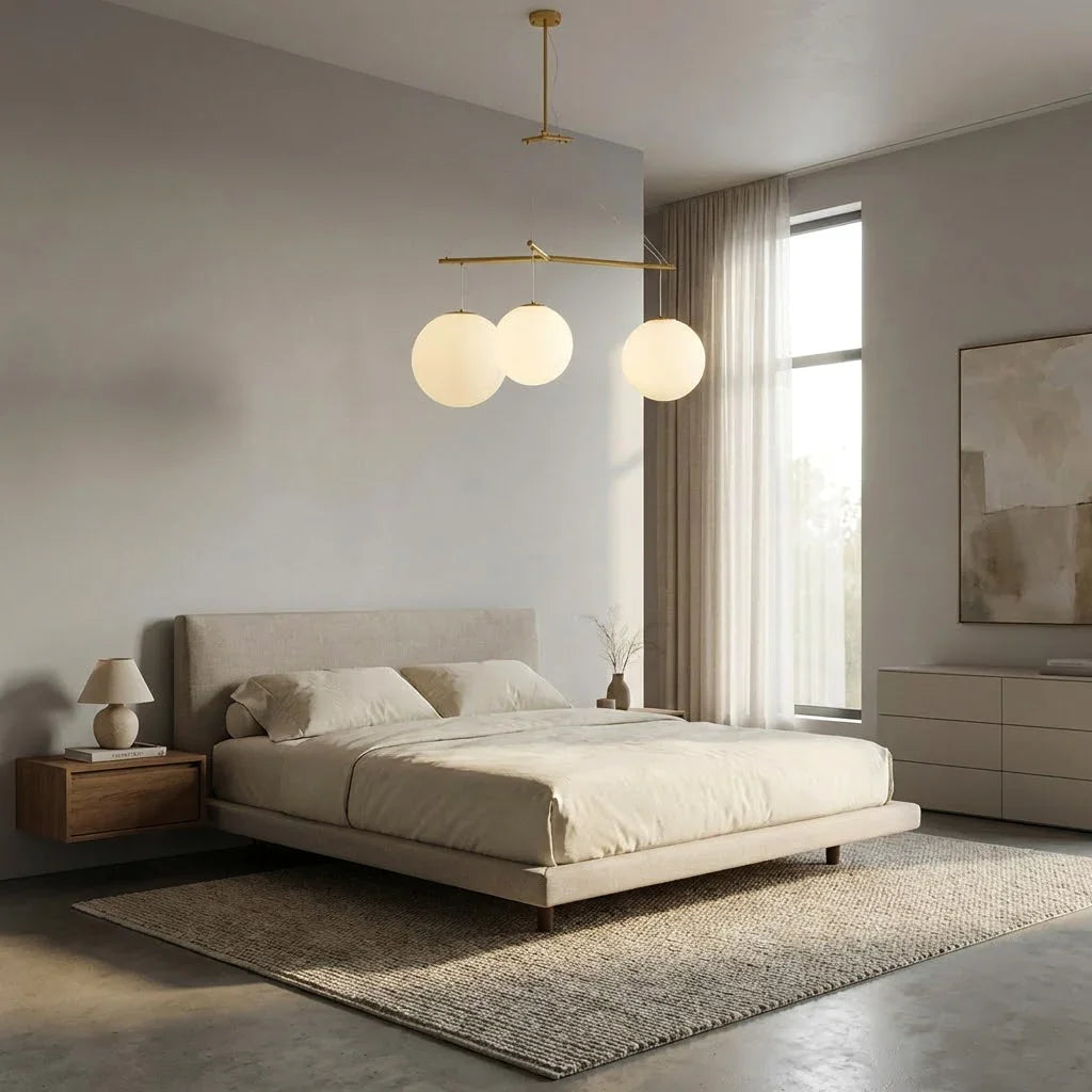 Triple Glass Orb Pendant Light – 3 Globe Gold Linear Chandelier E26/E27