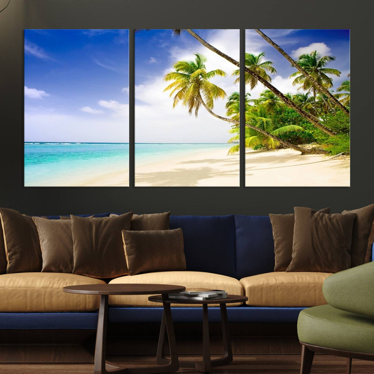 Tropical Beach Canvas Wall Art Print – Palm Trees and White